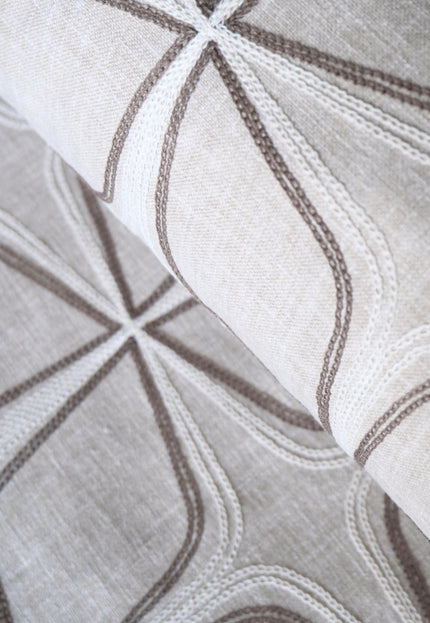 Embroidered Cotton-Linen Fabric (Greige), 47" Wide, 220 GSM