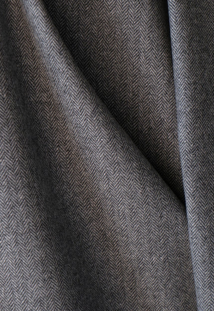 Yak Wool Herringbone Tweed Fabric, 58" Wide, 380 GSM (Charcoal Gray)