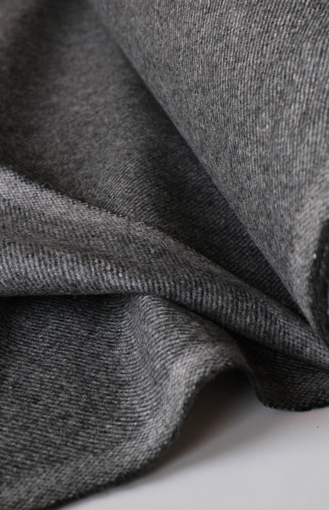 Yak Wool Twill Tweed Fabric, 58" Wide, 380 GSM (Charcoal Gray)