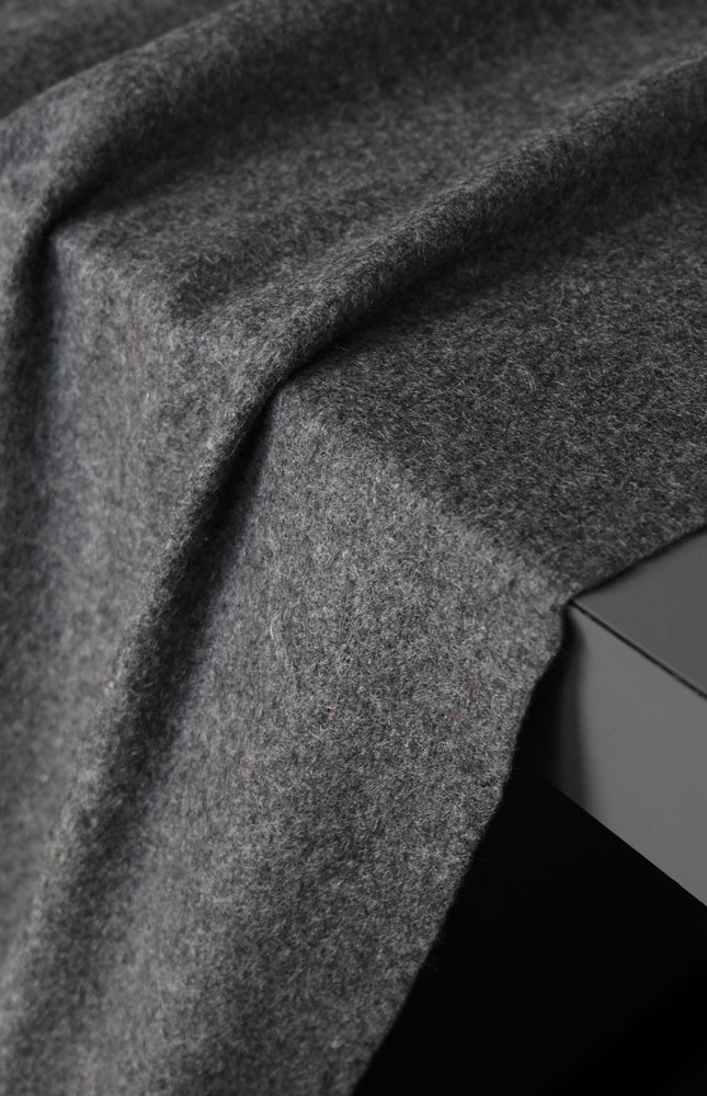 Worstead-style Boiled Pure Wool Fabric, 56" Wide, 390 GSM (Charcoal Gray)