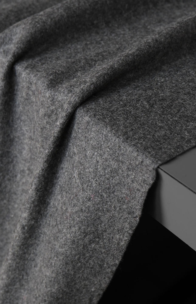Worstead-style Boiled Pure Wool Fabric, 56" Wide, 390 GSM (Charcoal Gray)