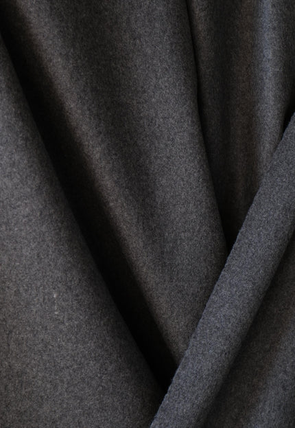 Worstead-style Boiled Pure Wool Fabric, 56" Wide, 390 GSM (Charcoal Gray)