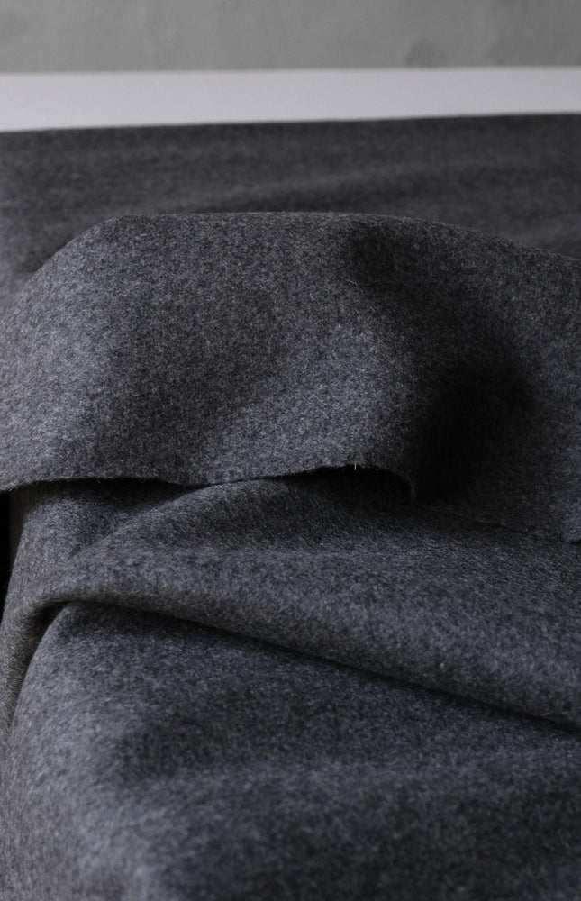 Worstead-style Boiled Pure Wool Fabric, 56" Wide, 390 GSM (Charcoal Gray)