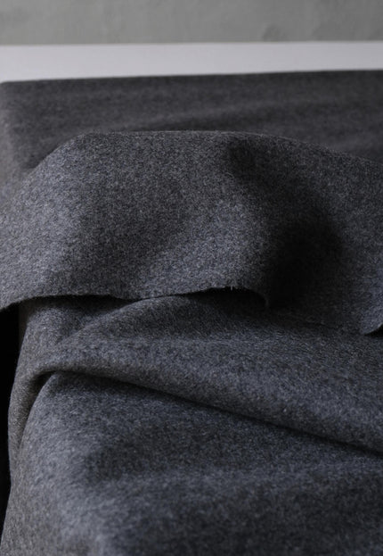 Worstead-style Boiled Pure Wool Fabric, 56" Wide, 390 GSM (Charcoal Gray)