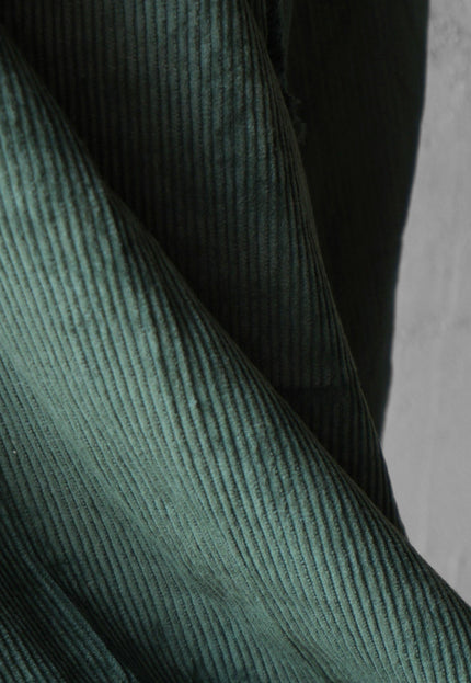 Dark Green Cotton Corduroy Fabric, 13 Wale, 58" Wide, 350 GSM