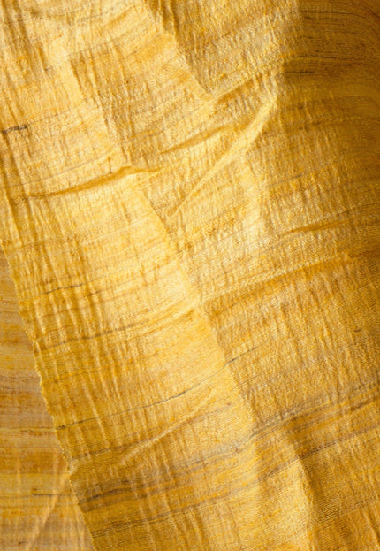 Handwoven Naturally Dyed Tussar Silk Paper-Finish Fabric | Starched Silk | 130 GSM | 44” Wide