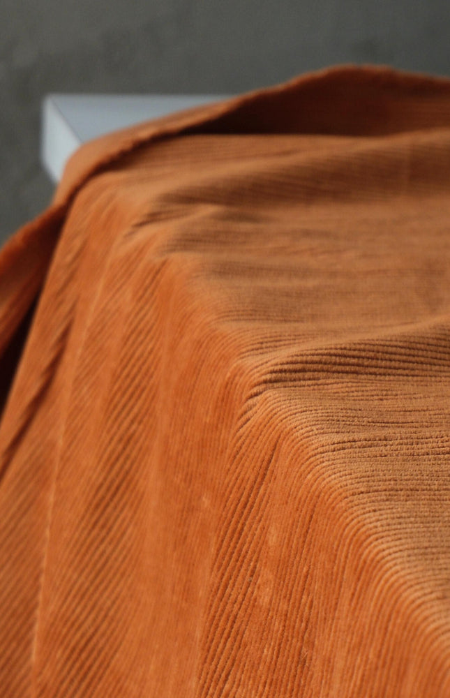 Deep Saffron Cotton Corduroy Fabric, 10 Wale, 58" Wide, 353 GSM