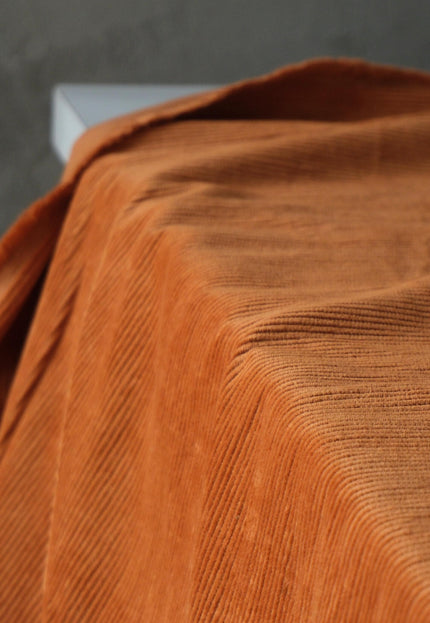 Deep Saffron Cotton Corduroy Fabric, 10 Wale, 58" Wide, 353 GSM