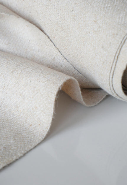 Heavyweight Greige Wool Tweed Fabric, 410 GSM, 56” Wide