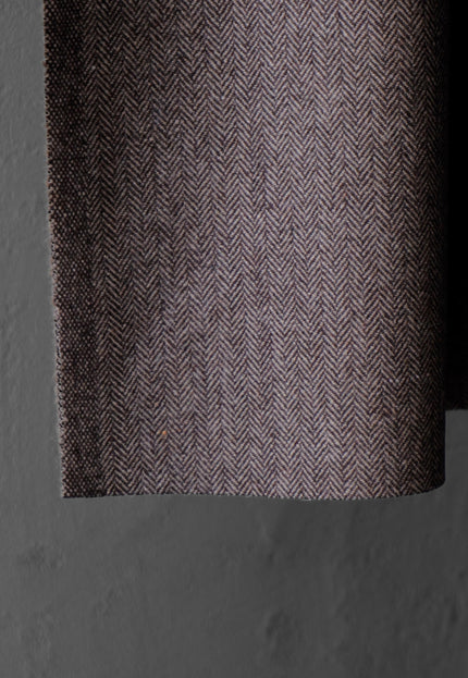 Yak Wool Herringbone Tweed Fabric by the yard: Brown, 58" Wide, 373 GSM