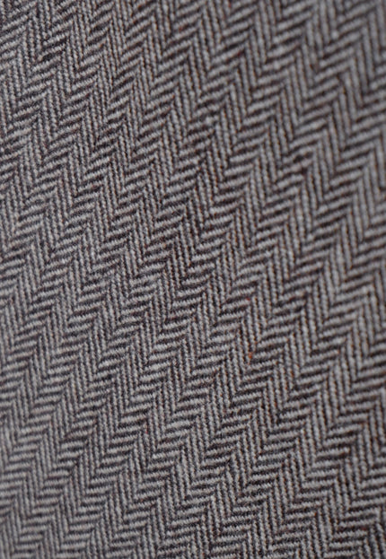 Yak Wool Herringbone Tweed Fabric by the yard: Brown, 58" Wide, 373 GSM