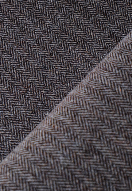 Yak Wool Herringbone Tweed Fabric by the yard: Brown, 58" Wide, 373 GSM