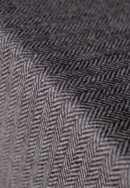 Yak Wool Herringbone Tweed Fabric by the yard: Brown, 58" Wide, 373 GSM