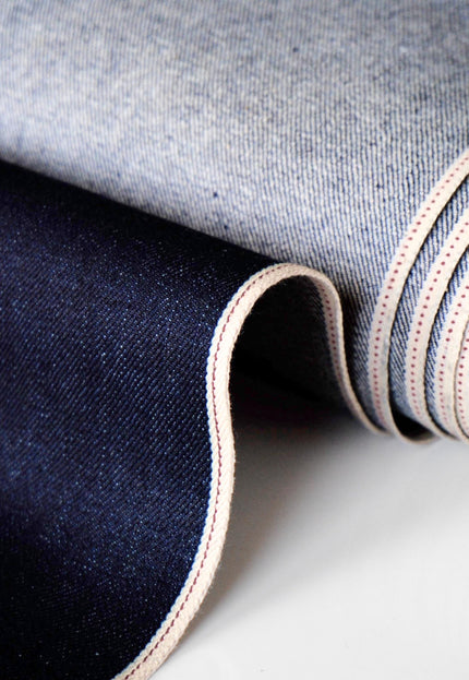 Washed Indigo Selvedge Denim Fabric - 33" Wide, 415 GSM (13 oz)