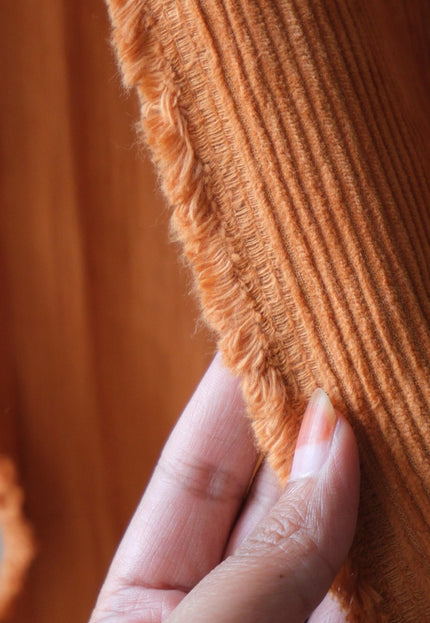 Deep Saffron Cotton Corduroy Fabric, 10 Wale, 58" Wide, 353 GSM