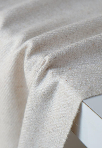 Heavyweight Greige Wool Tweed Fabric, 410 GSM, 56” Wide