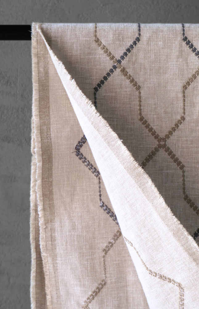 Embroidered Cotton-Linen Fabric, 47" Wide, 220 GSM