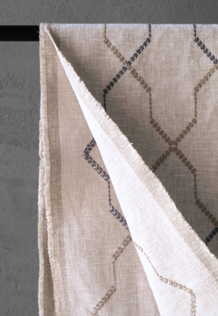 Embroidered Cotton-Linen Fabric, 47" Wide, 220 GSM