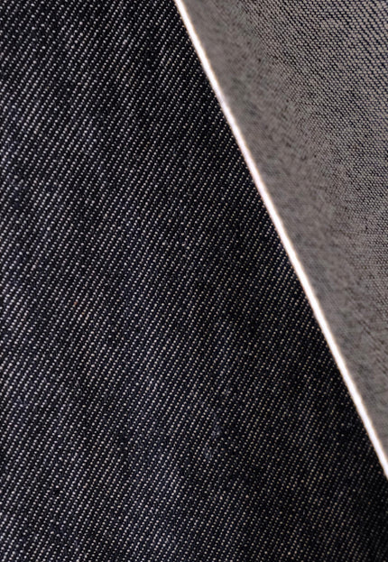Jet Black & Black Raw Selvedge Denim Fabric - 33" Wide, 390 GSM (12.5 oz)