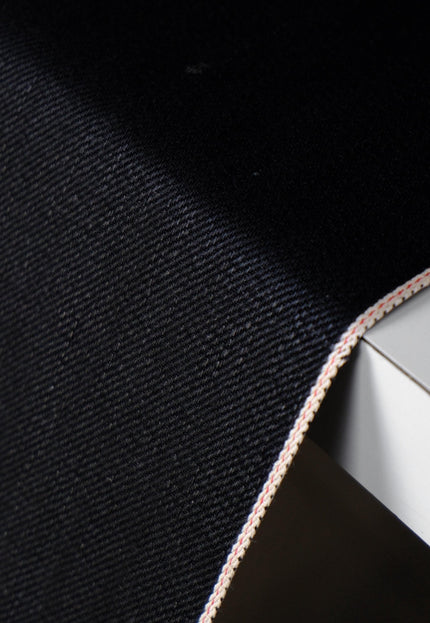 Jet Black & Black Raw Selvedge Denim Fabric - 33" Wide, 390 GSM (12.5 oz)