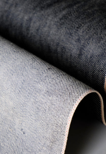 Jet Black & Black Raw Selvedge Denim Fabric - 33" Wide, 390 GSM (12.5 oz)