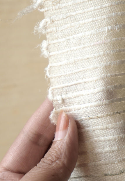 Tussar Silk Noil Striped Fabric | 280 GSM | 44” Wide