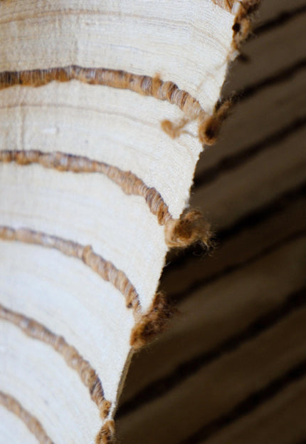 Undyed Bronze Tussar Silk Noil Striped Fabric | 280 GSM | 44” Wide