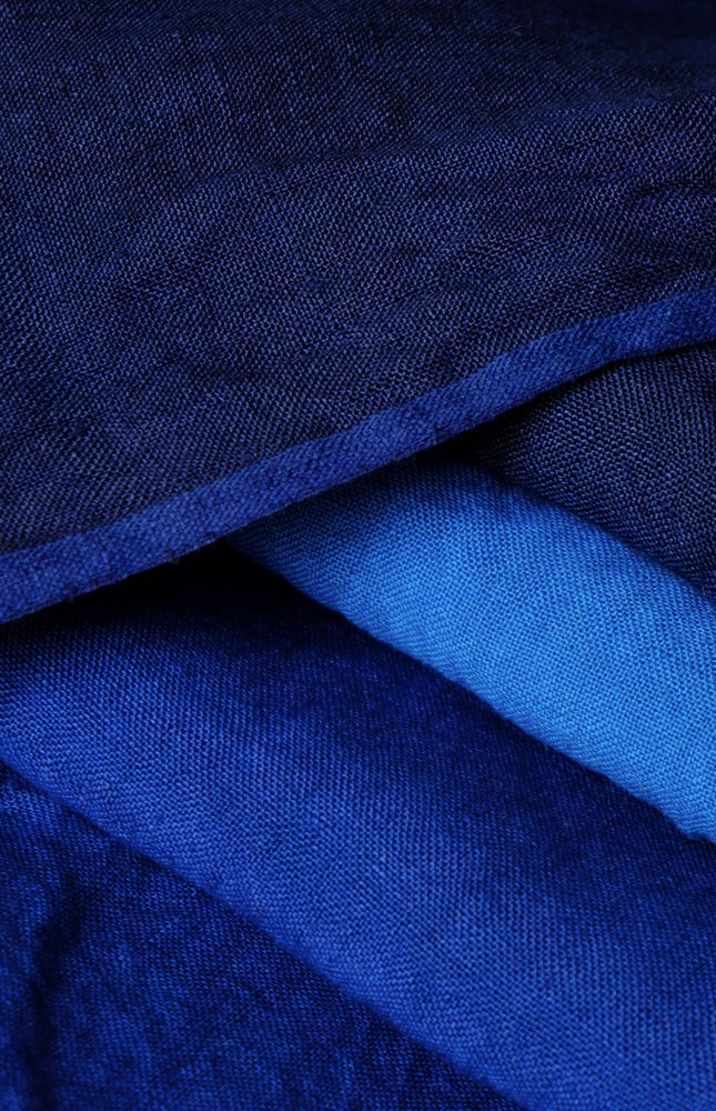 Pure Indigo Linen Fabric: 170 GSM, 45" Wide - By The Yard