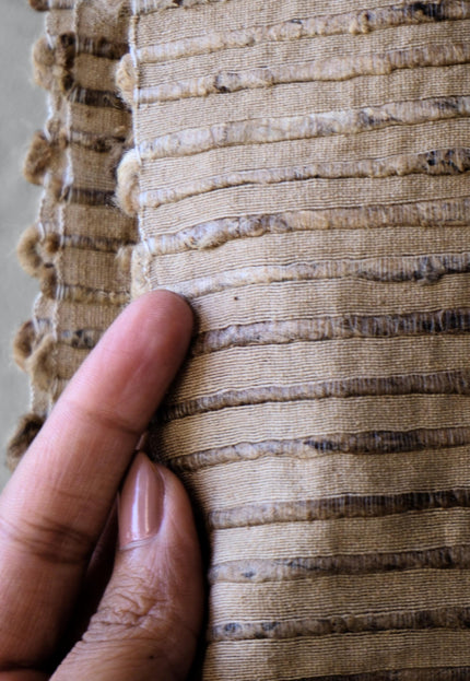 Undyed Tussar Silk Noil Striped Fabric | 280 GSM | 44” Wide