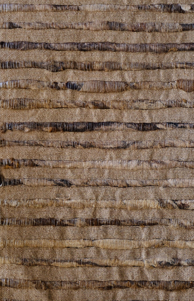Undyed Tussar Silk Noil Striped Fabric | 280 GSM | 44” Wide