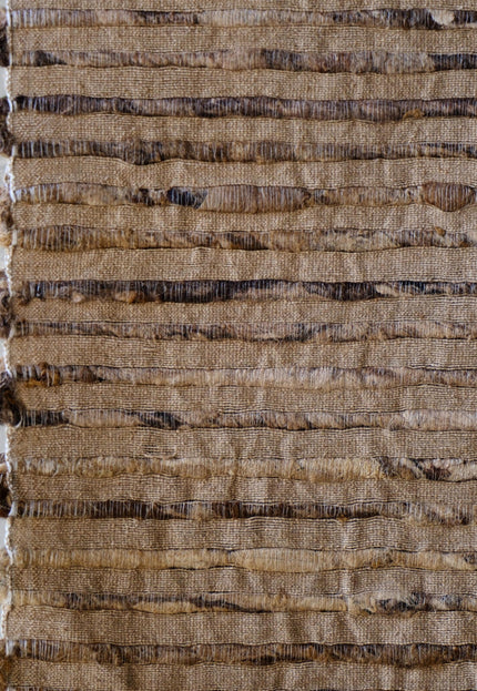 Undyed Tussar Silk Noil Striped Fabric | 280 GSM | 44” Wide