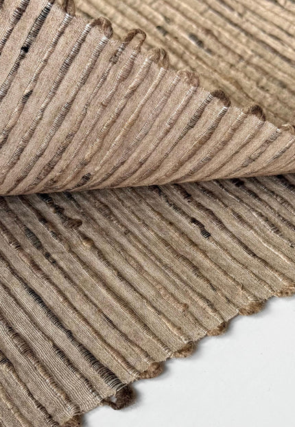 Undyed Tussar Silk Noil Striped Fabric | 280 GSM | 44” Wide
