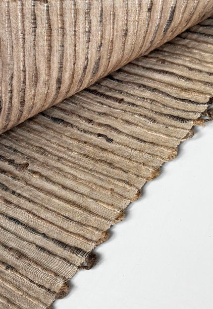 Undyed Tussar Silk Noil Striped Fabric | 280 GSM | 44” Wide
