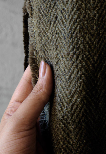 Handwoven Cotton Herringbone Fabric, 230 GSM, 48" Wide