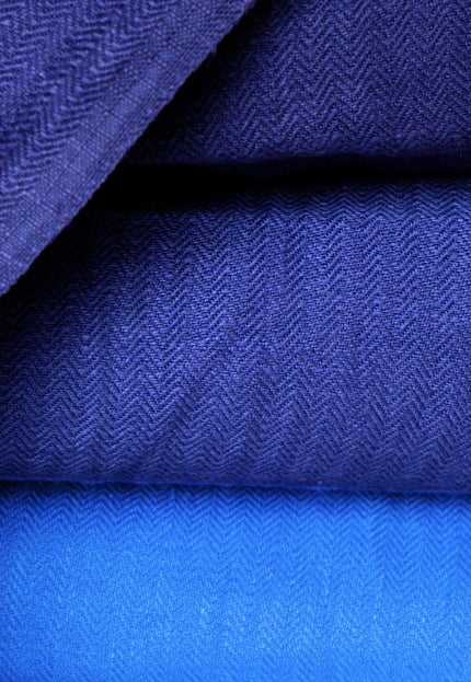 Indigo Hemp Herringbone Fabric with Black Selvedge | 54" wide | 240 GSM