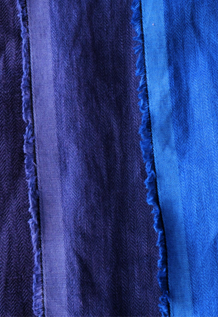 Indigo Hemp Herringbone Fabric with Black Selvedge | 54" wide | 240 GSM