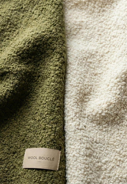 Greige Yak Wool Bouclé Fabric By The Yard: Handloom 44" Wide, 370 GSM