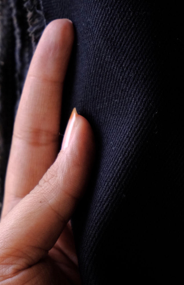 Jet Black Cotton Drill Fabric | 56" Wide | 350 GSM