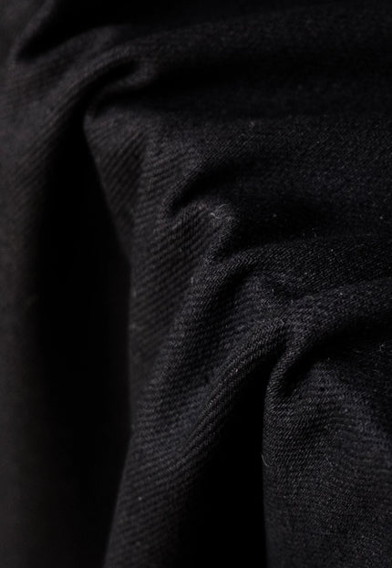 Jet Black Cotton Drill Fabric | 56" Wide | 350 GSM