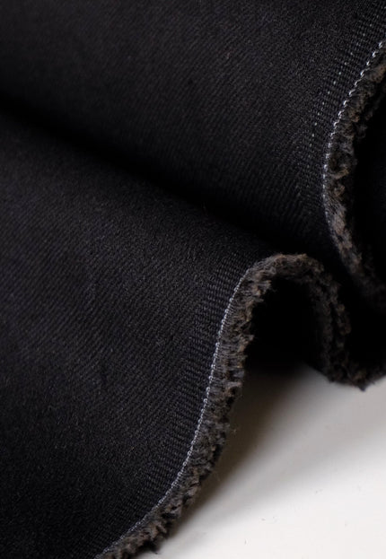 Jet Black Cotton Drill Fabric | 56" Wide | 350 GSM