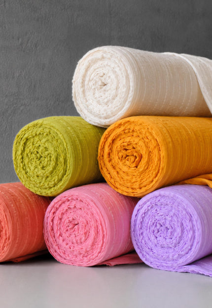 Double-Cloth Seersucker Pure Cotton Fabric, 58" Wide, 122 GSM