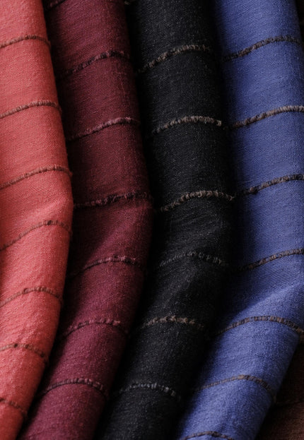 Handwoven Peace Tussar Noil Striped Silk | 44” Wide | ~ 200 GSM