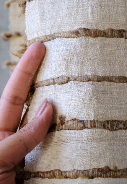 Undyed Bronze Tussar Silk Noil Striped Fabric | 280 GSM | 44” Wide