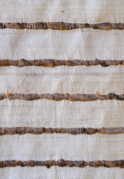 Undyed Bronze Tussar Silk Noil Striped Fabric | 280 GSM | 44” Wide