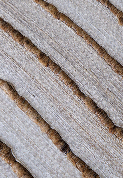 Undyed Bronze Tussar Silk Noil Striped Fabric | 280 GSM | 44” Wide