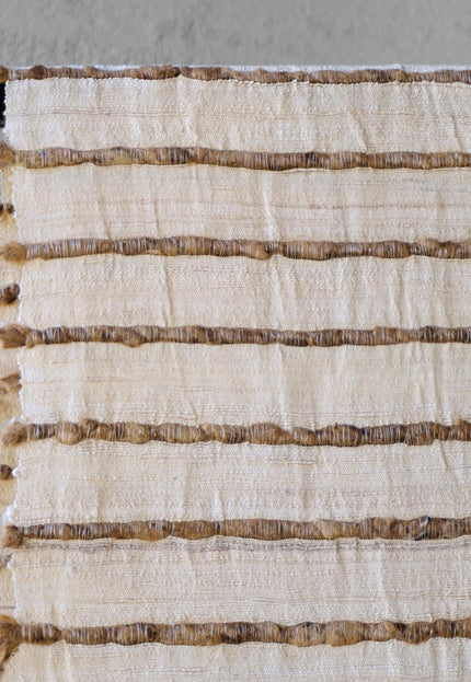 Undyed Bronze Tussar Silk Noil Striped Fabric | 280 GSM | 44” Wide