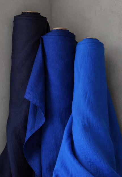 Pure Indigo Linen Fabric: 170 GSM, 45" Wide - By The Yard