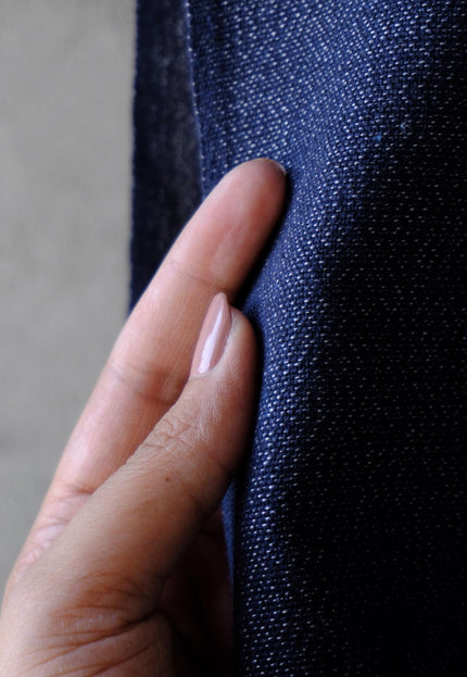 Handwoven Wool Blended Indigo Kasuri Fabric | 44" Wide | ~ 220 GSM
