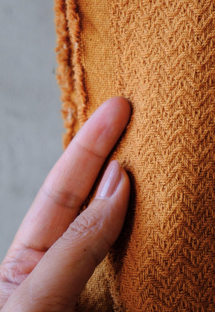 Handwoven Wool - Cotton Double Herringbone Fabric, 300 GSM, 46" Wide