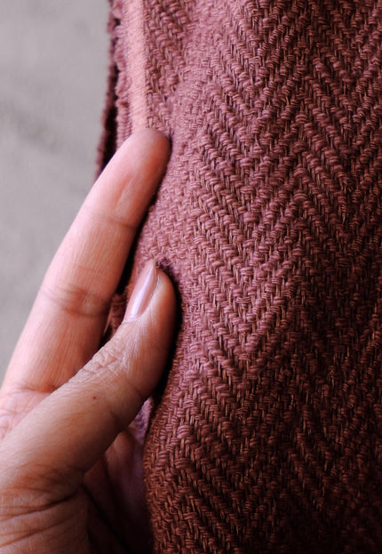 Handwoven Cotton Herringbone Fabric, 230 GSM, 48" Wide